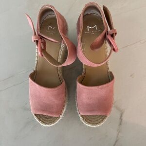 Marc Fisher Alida Espadrille Pink Suede Wedge Sandals Woman's Sz 8.5